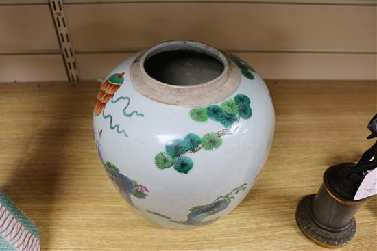 A Chinese famille rose jar height 20.5cm